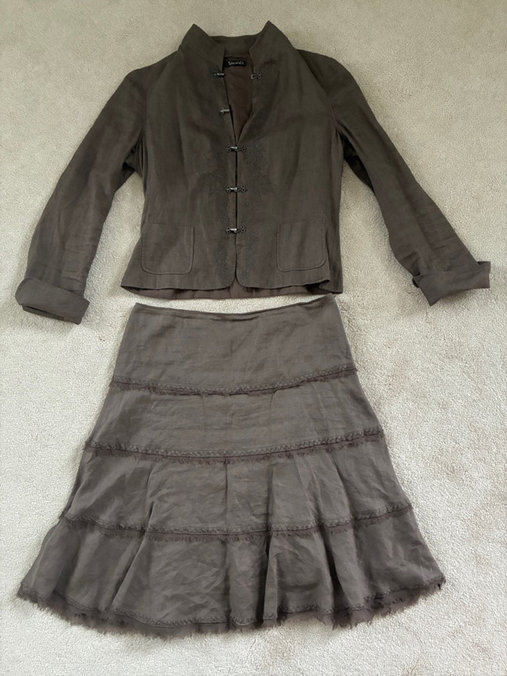 Tahari 100% Linen Jacket and Skirt Set